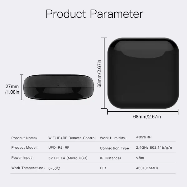 Controle Remoto WiFi IR RF para Ar Condicionado TV Infravermelho Universal Funciona com Alexa, Google Home - Image 6